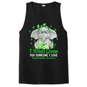 I Wear Green For Mental Health Awareness Ribbon Elephant PosiCharge Competitor Tank