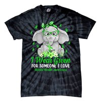 I Wear Green For Mental Health Awareness Ribbon Elephant Tie-Dye T-Shirt