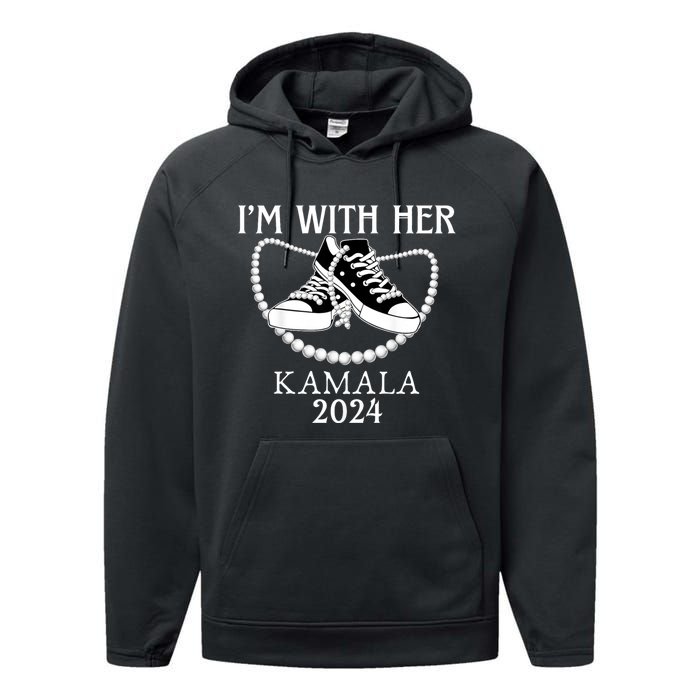 IM With Her Kamala Chucks And Pearls Election 2024 Performance Fleece Hoodie