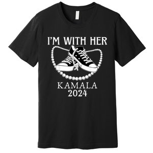 IM With Her Kamala Chucks And Pearls Election 2024 Premium T-Shirt