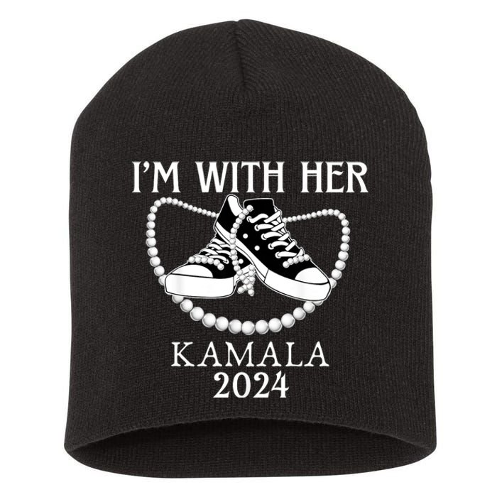 IM With Her Kamala Chucks And Pearls Election 2024 Short Acrylic Beanie