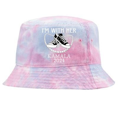 IM With Her Kamala Chucks And Pearls Election 2024 Tie-Dyed Bucket Hat