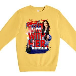 IM With Her Kamala For President Less Cat Lady Kamala Gift Premium Crewneck Sweatshirt