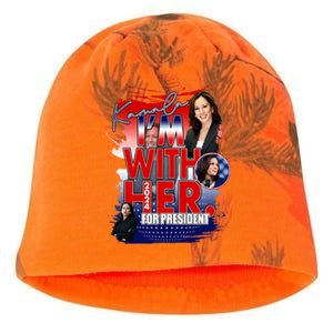 IM With Her Kamala For President Less Cat Lady Kamala Gift Kati - Camo Knit Beanie