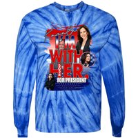 IM With Her Kamala For President Less Cat Lady Kamala Gift Tie-Dye Long Sleeve Shirt