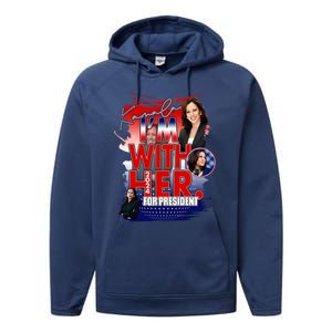 IM With Her Kamala For President Less Cat Lady Kamala Gift Performance Fleece Hoodie