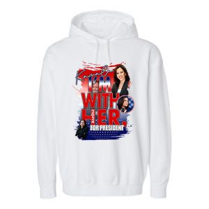 IM With Her Kamala For President Less Cat Lady Kamala Gift Garment-Dyed Fleece Hoodie