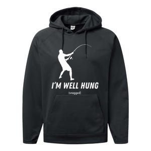 I'm well hung funny fishing graphic design Performance Fleece Hoodie