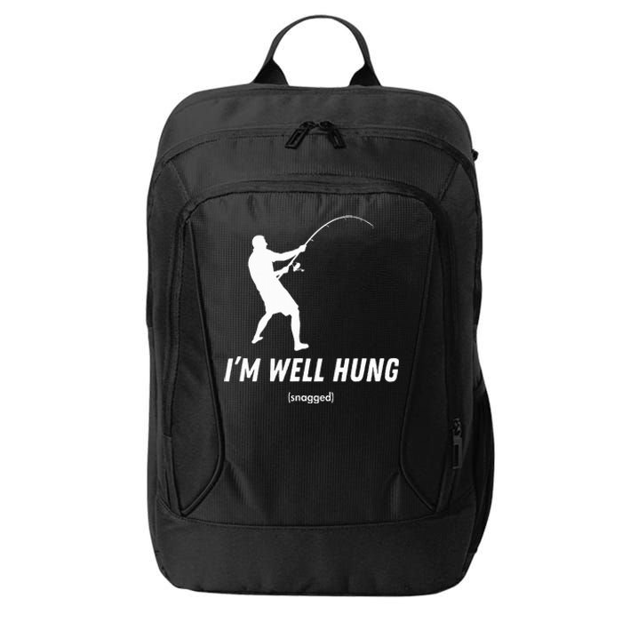 I'm well hung funny fishing graphic design City Backpack