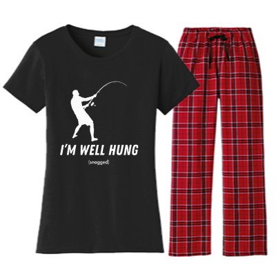 I'm well hung funny fishing graphic design Women's Flannel Pajama Set