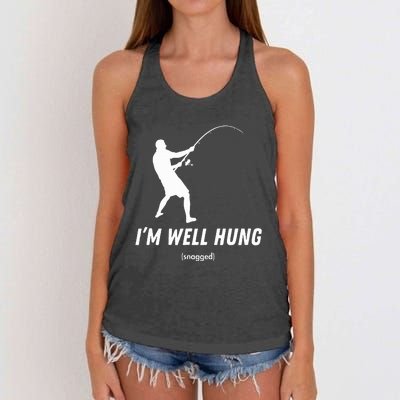 I'm well hung funny fishing graphic design Women's Knotted Racerback Tank