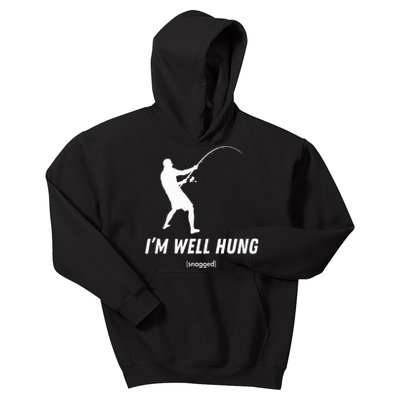 I'm well hung funny fishing graphic design Kids Hoodie