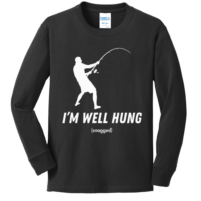 I'm well hung funny fishing graphic design Kids Long Sleeve Shirt