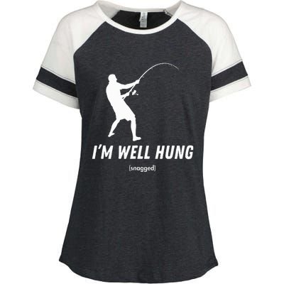 I'm well hung funny fishing graphic design Enza Ladies Jersey Colorblock Tee