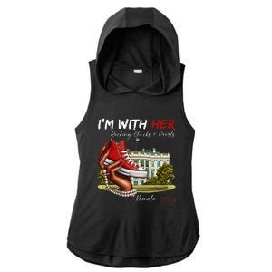 IM With Her Chucks & Pearls Kamala 2024 Ladies PosiCharge Tri-Blend Wicking Draft Hoodie Tank