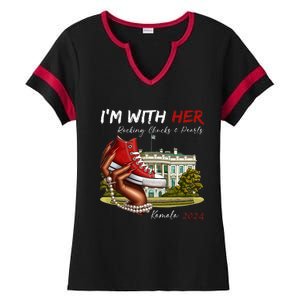 IM With Her Chucks & Pearls Kamala 2024 Ladies Halftime Notch Neck Tee