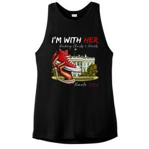 IM With Her Chucks & Pearls Kamala 2024 Ladies PosiCharge Tri-Blend Wicking Tank