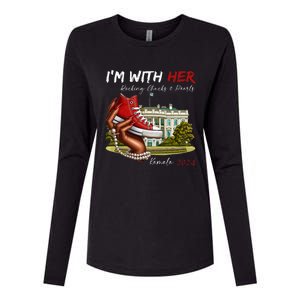 IM With Her Chucks & Pearls Kamala 2024 Womens Cotton Relaxed Long Sleeve T-Shirt