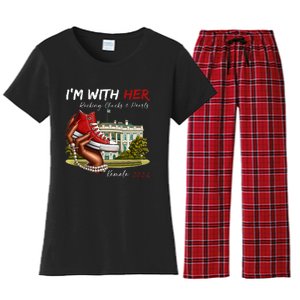 IM With Her Chucks & Pearls Kamala 2024 Women's Flannel Pajama Set