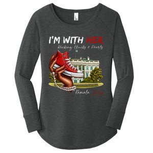 IM With Her Chucks & Pearls Kamala 2024 Women's Perfect Tri Tunic Long Sleeve Shirt