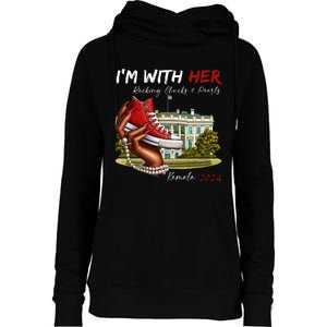 IM With Her Chucks & Pearls Kamala 2024 Womens Funnel Neck Pullover Hood