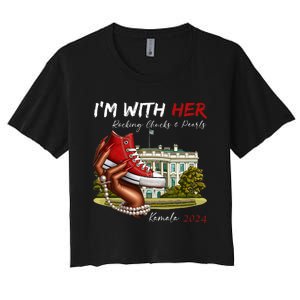 IM With Her Chucks & Pearls Kamala 2024 Women's Crop Top Tee