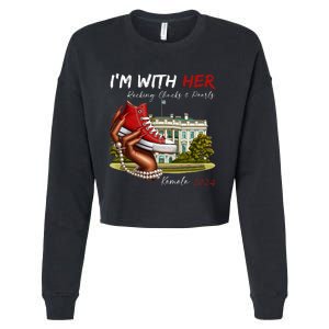 IM With Her Chucks & Pearls Kamala 2024 Cropped Pullover Crew