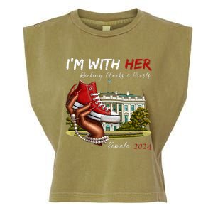 IM With Her Chucks & Pearls Kamala 2024 Garment-Dyed Women's Muscle Tee