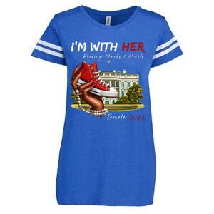 IM With Her Chucks & Pearls Kamala 2024 Enza Ladies Jersey Football T-Shirt