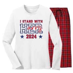 Im With Her President Kamala Election Women's Long Sleeve Flannel Pajama Set 