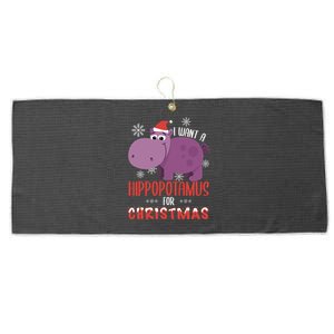 I Want Hippopotamus For Christmas Xmas Hippo Lover Gift Great Gift Large Microfiber Waffle Golf Towel