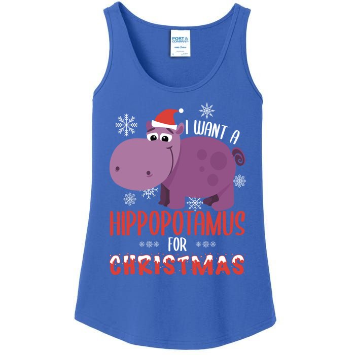 I Want Hippopotamus For Christmas Xmas Hippo Lover Gift Great Gift Ladies Essential Tank