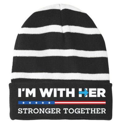 Im With Her Stronger Together Kamala Harris 2024 Striped Beanie with Solid Band