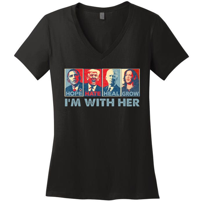 IM With Her Kamala Vote For 2024 President Kamala Harris Women's V-Neck T-Shirt