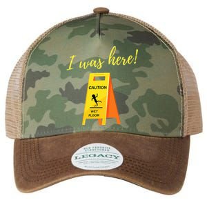 I Was Here Wet Floor Sign Funny Janitor Custodian Cleaner Legacy Tie Dye Trucker Hat