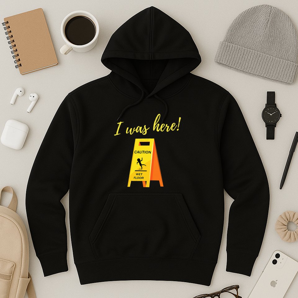 I Was Here Wet Floor Sign Funny Janitor Custodian Cleaner Hoodie