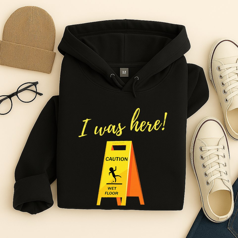 I Was Here Wet Floor Sign Funny Janitor Custodian Cleaner Hoodie