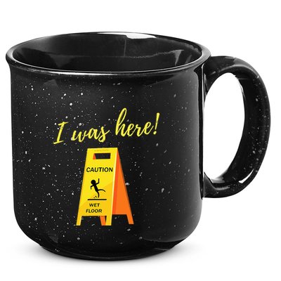 I Was Here Wet Floor Sign Funny Janitor Custodian Cleaner 15oz Campfire Ceramic Mug