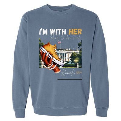 IM With Her Rocking Chucks & Pearls Kamala 2024 Garment-Dyed Sweatshirt