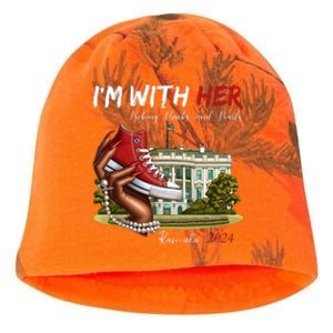 Im With Her Chucks And Pearls Kamala Harris White House 2024 Kati - Camo Knit Beanie