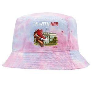 Im With Her Chucks And Pearls Kamala Harris White House 2024 Tie-Dyed Bucket Hat