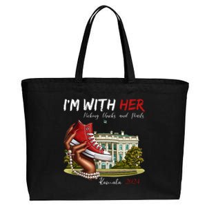 Im With Her Chucks And Pearls Kamala Harris White House 2024 Cotton Canvas Jumbo Tote