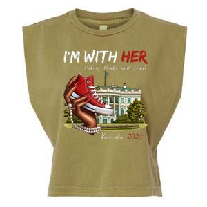 Im With Her Chucks And Pearls Kamala Harris White House 2024 Garment-Dyed Women's Muscle Tee