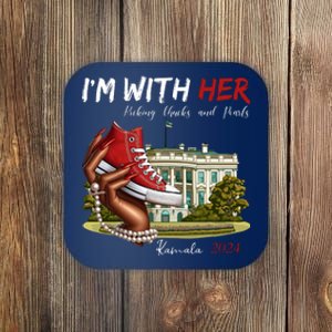 Im With Her Chucks And Pearls Kamala Harris White House 2024 Coaster