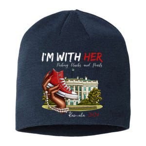 Im With Her Chucks And Pearls Kamala Harris White House 2024 Sustainable Beanie