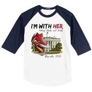 Im With Her Chucks And Pearls Kamala Harris White House 2024 Baseball Sleeve Shirt