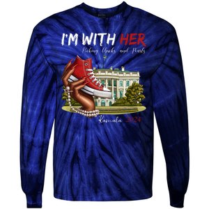 Im With Her Chucks And Pearls Kamala Harris White House 2024 Tie-Dye Long Sleeve Shirt