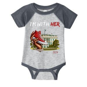 Im With Her Chucks And Pearls Kamala Harris White House 2024 Infant Baby Jersey Bodysuit