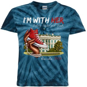 Im With Her Chucks And Pearls Kamala Harris White House 2024 Kids Tie-Dye T-Shirt