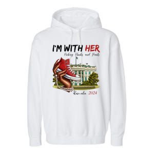 Im With Her Chucks And Pearls Kamala Harris White House 2024 Garment-Dyed Fleece Hoodie